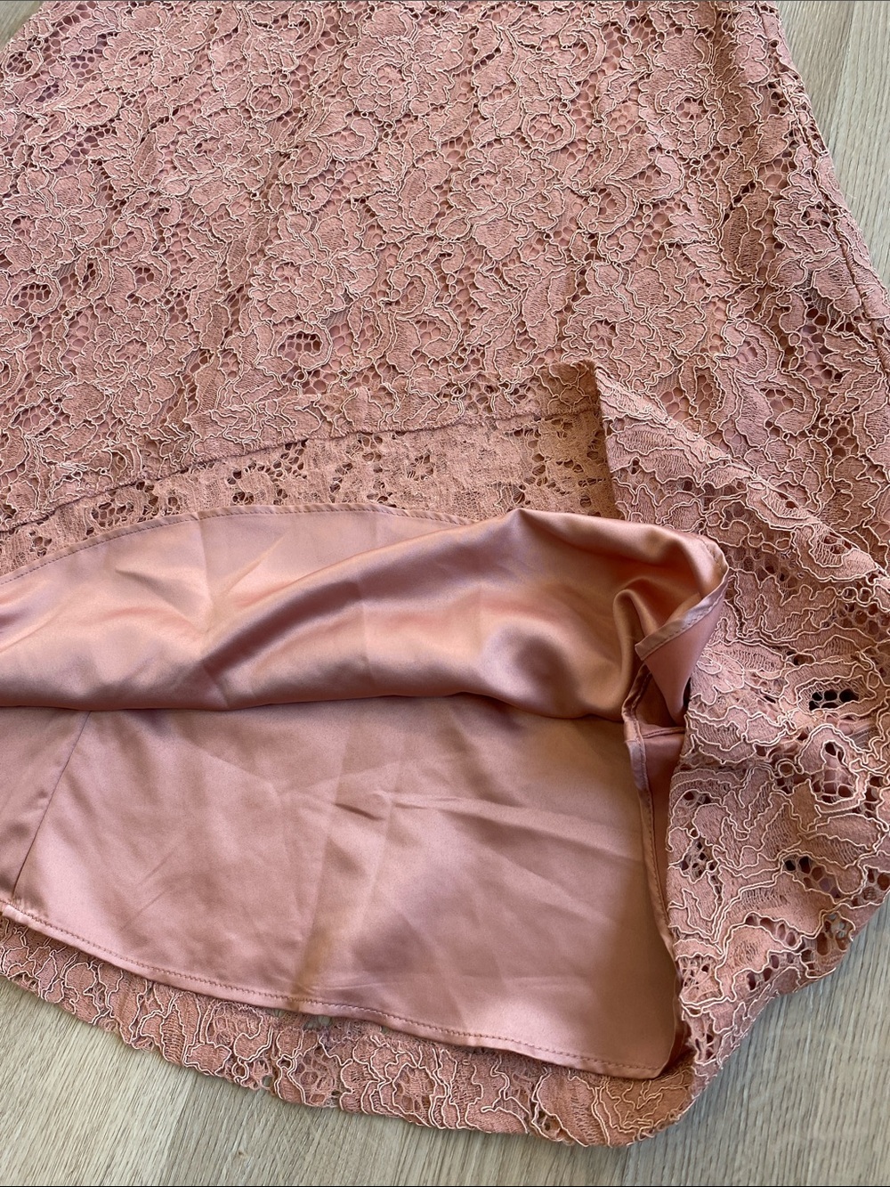 Zara Dusty Rose Floral Lace Midi Skirt NWT Size M Romantic A-Line - Picture 6 of 10